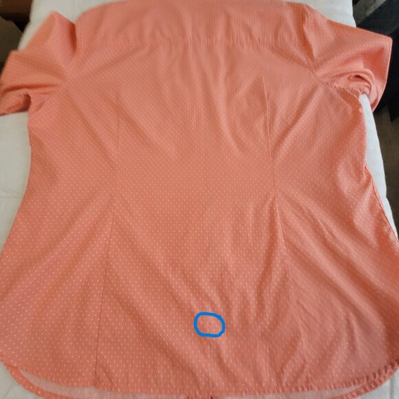 Polka Dot Long Sleeve Shirt Orange Peach Colored Blouse Size L - Picture 16 of 16